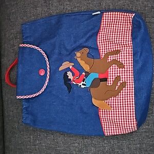 RARE!🏇Kid Packs Demin Backpack Girl on Horse by Stephen Joseph🏇